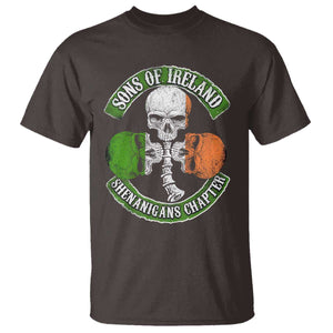 Irish Pride T Shirt Sons Of Ireland Shenanigans Chapter Skull Shamrock TS09 Dark Chocolate Print Your Wear