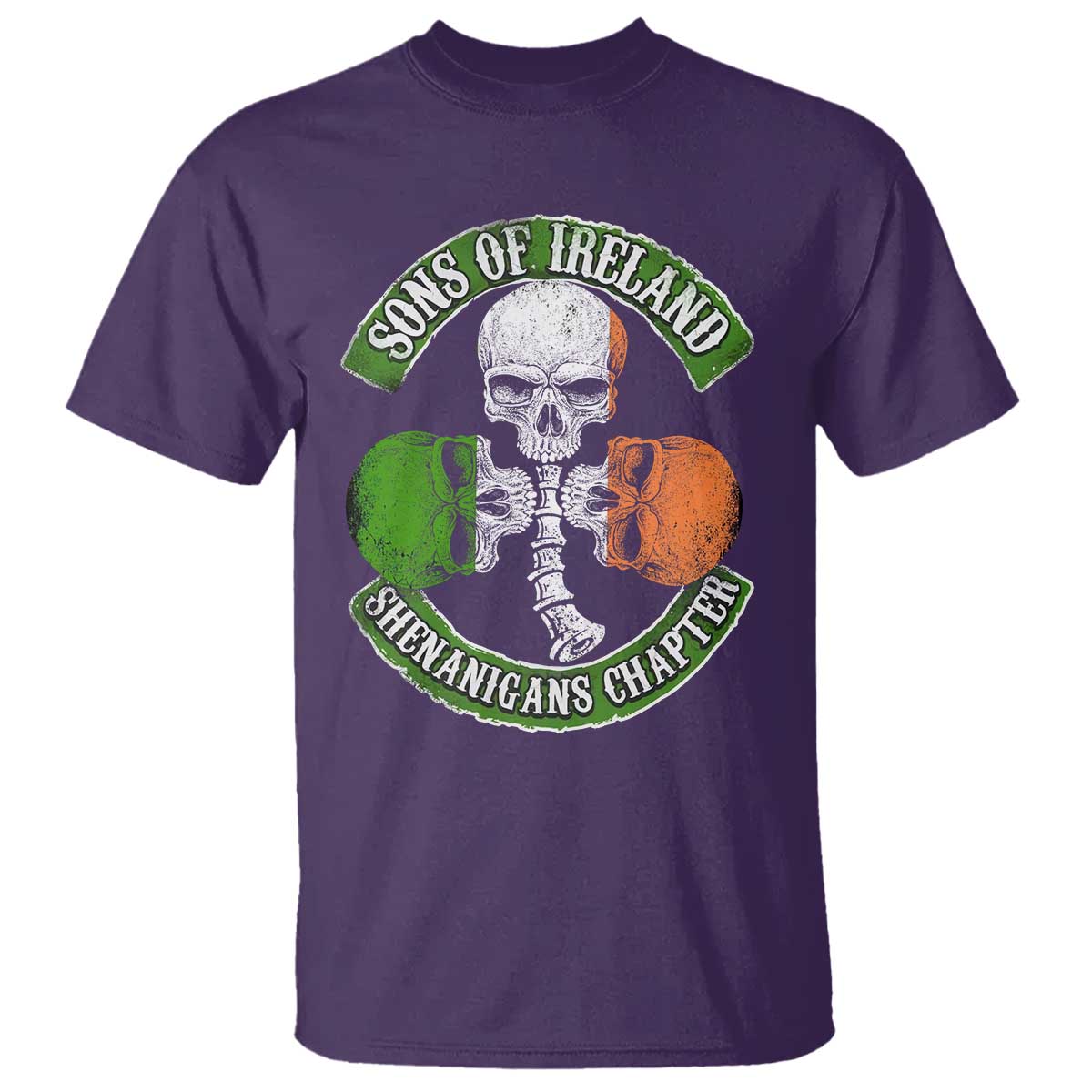 Irish Pride T Shirt Sons Of Ireland Shenanigans Chapter Skull Shamrock TS09 Purple Print Your Wear