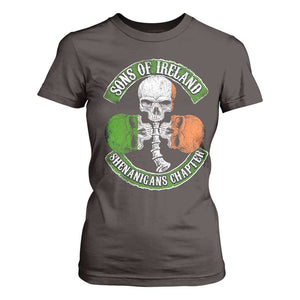 Irish Pride T Shirt For Women Sons Of Ireland Shenanigans Chapter Skull Shamrock TS09 Dark Chocolate Print Your Wear