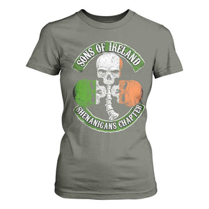 Irish Pride T Shirt For Women Sons Of Ireland Shenanigans Chapter Skull Shamrock TS09 Military Green Print Your Wear