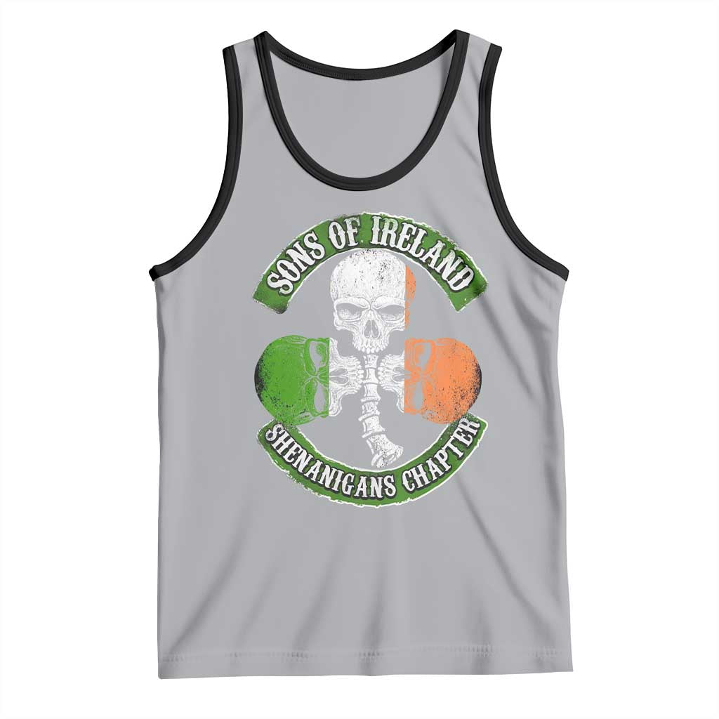Irish Pride Tank Top Sons Of Ireland Shenanigans Chapter Skull Shamrock TS09 Athletic Heather Black Print Your Wear