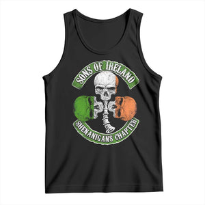 Irish Pride Tank Top Sons Of Ireland Shenanigans Chapter Skull Shamrock TS09 Black Print Your Wear