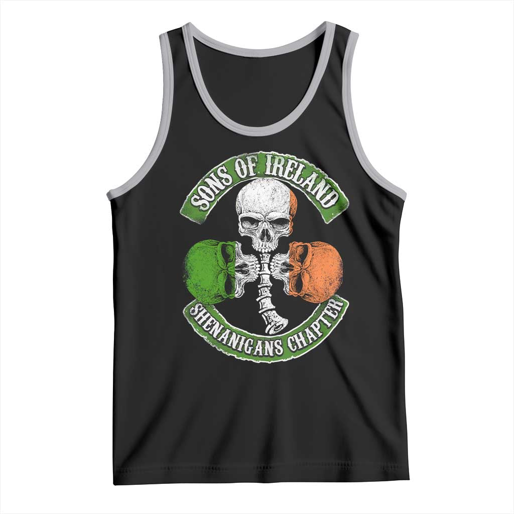 Irish Pride Tank Top Sons Of Ireland Shenanigans Chapter Skull Shamrock TS09 Black Athletic Heather Print Your Wear