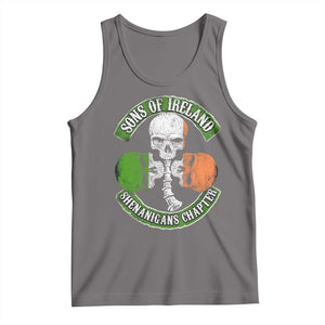 Irish Pride Tank Top Sons Of Ireland Shenanigans Chapter Skull Shamrock TS09 Deep Heather Print Your Wear