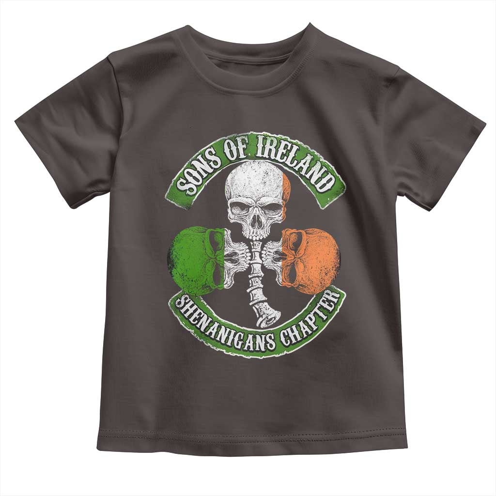 Irish Pride Toddler T Shirt Sons Of Ireland Shenanigans Chapter Skull Shamrock TS09 Dark Chocolate Print Your Wear