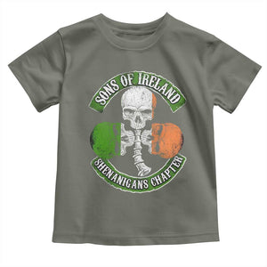 Irish Pride Toddler T Shirt Sons Of Ireland Shenanigans Chapter Skull Shamrock TS09 Military Green Print Your Wear