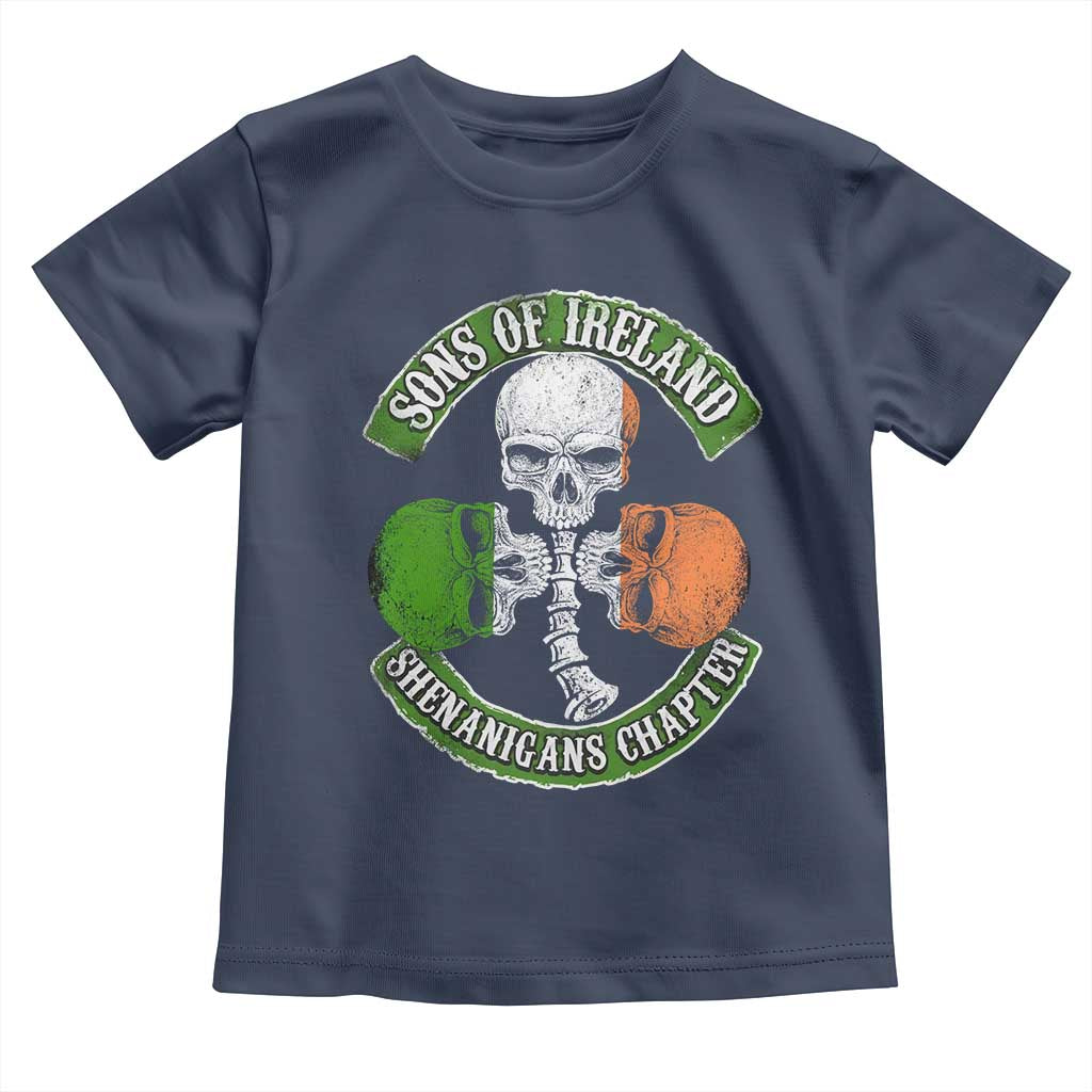 Irish Pride Toddler T Shirt Sons Of Ireland Shenanigans Chapter Skull Shamrock TS09 Navy Print Your Wear