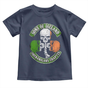 Irish Pride Toddler T Shirt Sons Of Ireland Shenanigans Chapter Skull Shamrock TS09 Navy Print Your Wear