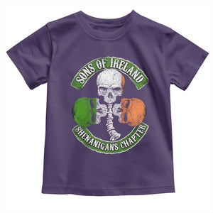 Irish Pride Toddler T Shirt Sons Of Ireland Shenanigans Chapter Skull Shamrock TS09 Purple Print Your Wear