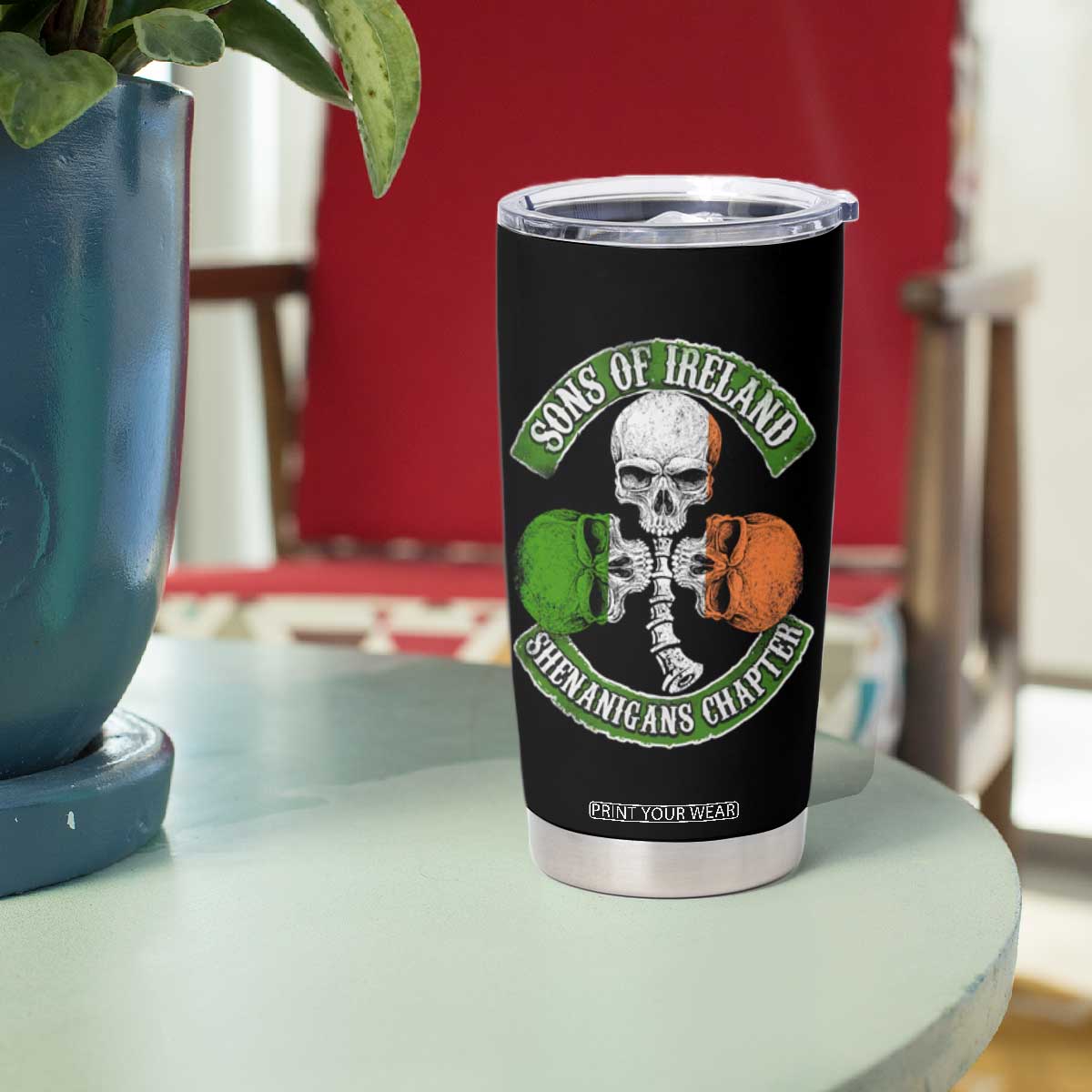 Irish Pride Tumbler Cup Sons Of Ireland Shenanigans Chapter Skull Shamrock TS09 Print Your Wear