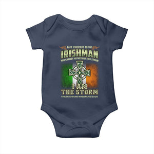 Irish Pride Baby Onesie Irish Warrior I Am The Storm The Irishman Whispers Back TS09 Navy Print Your Wear