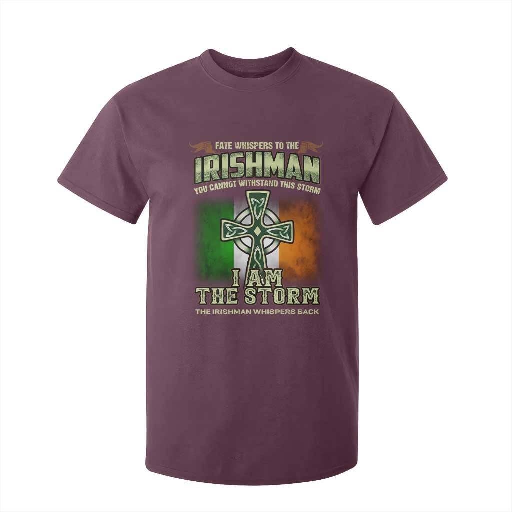 Irish Pride T Shirt For Kid Irish Warrior I Am The Storm The Irishman Whispers Back TS09 Maroon Print Your Wear