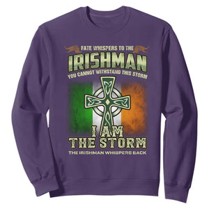 Irish Pride Sweatshirt Irish Warrior I Am The Storm The Irishman Whispers Back TS09 Purple Print Your Wear