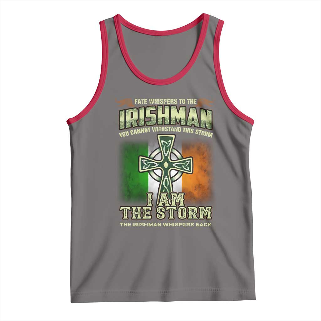 Irish Pride Tank Top Irish Warrior I Am The Storm The Irishman Whispers Back TS09 Deep Heather Red Print Your Wear