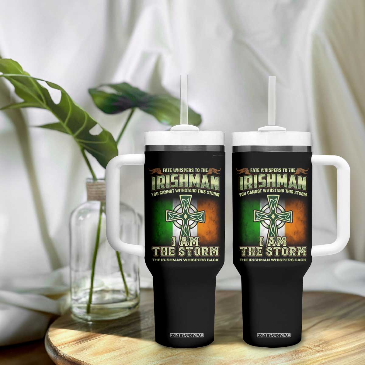 Irish Pride Tumbler With Handle Irish Warrior I Am The Storm The Irishman Whispers Back TS09 Print Your Wear