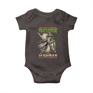 Irish Pride Baby Onesie Irish Warrior I Am The Feckin Storm TS09 Dark Chocolate Print Your Wear