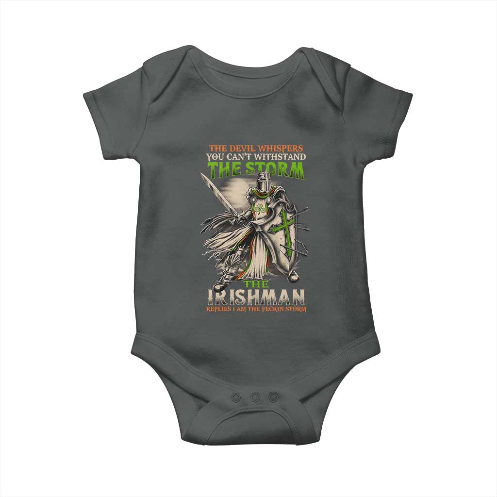 Irish Pride Baby Onesie Irish Warrior I Am The Feckin Storm TS09 Dark Heather Print Your Wear