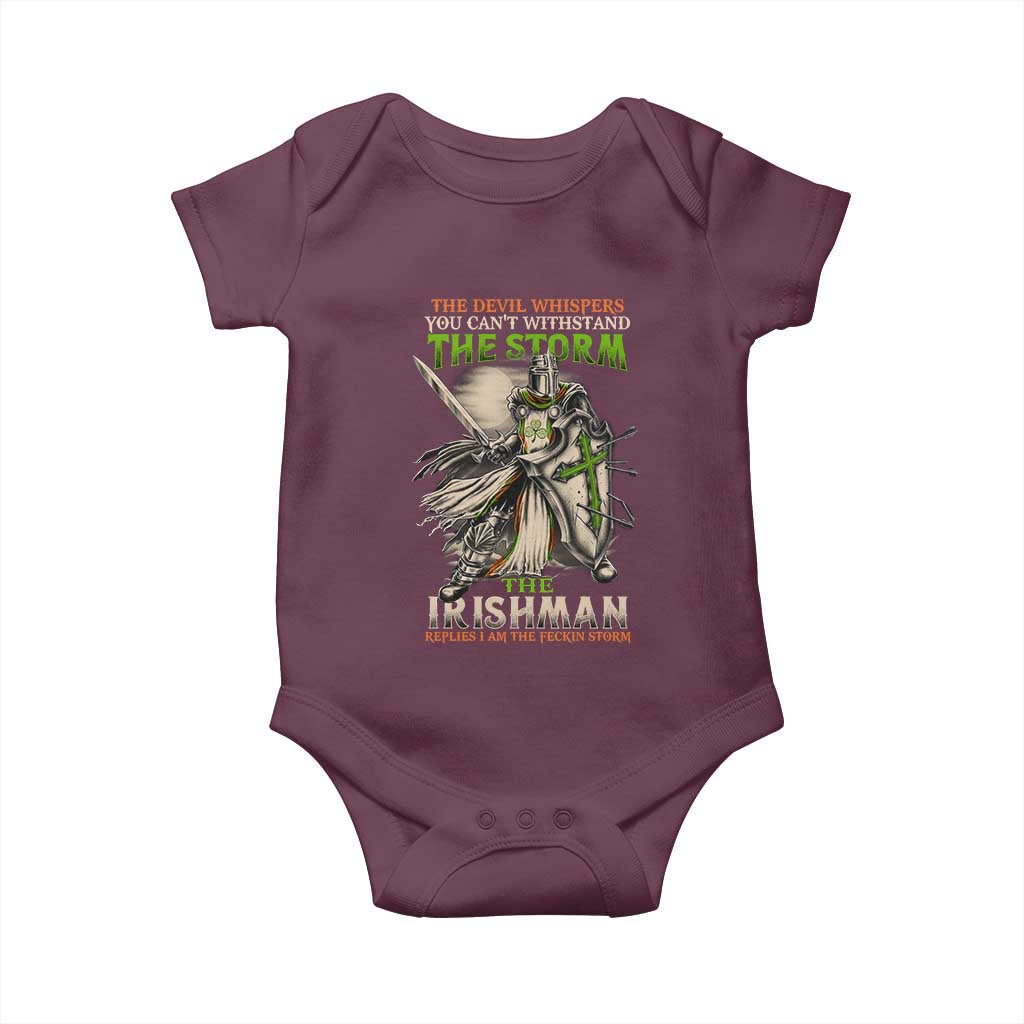 Irish Pride Baby Onesie Irish Warrior I Am The Feckin Storm TS09 Maroon Print Your Wear
