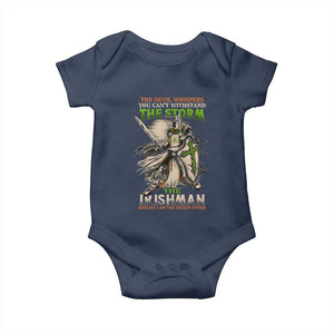 Irish Pride Baby Onesie Irish Warrior I Am The Feckin Storm TS09 Navy Print Your Wear