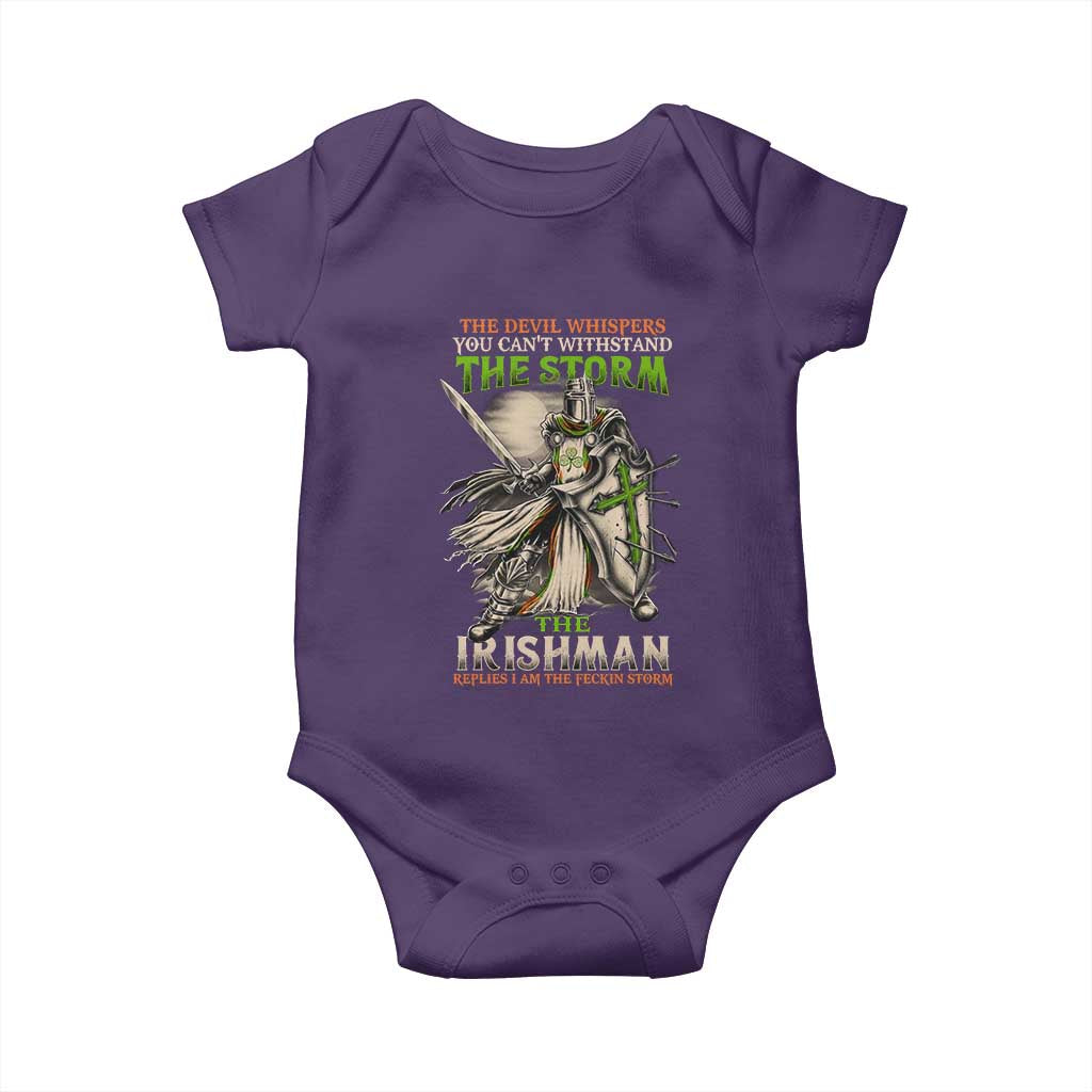 Irish Pride Baby Onesie Irish Warrior I Am The Feckin Storm TS09 Purple Print Your Wear