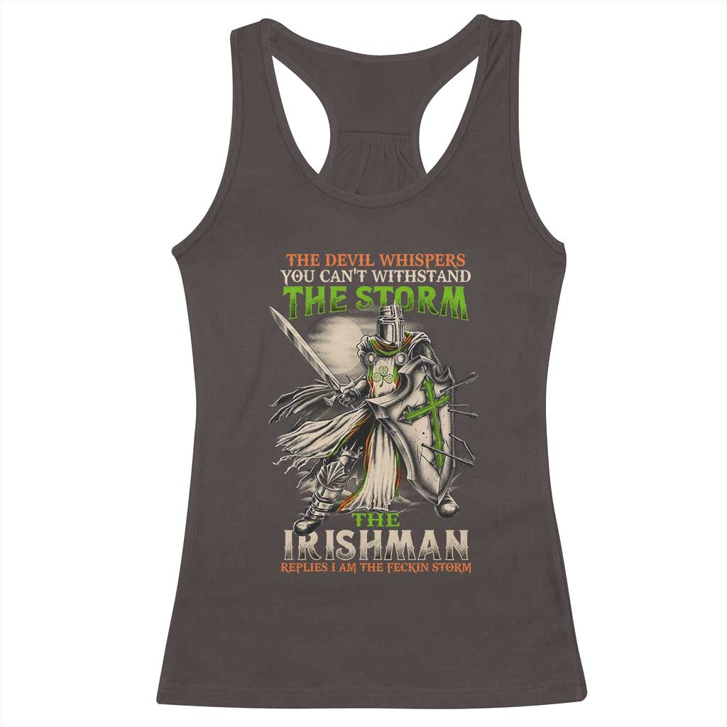Irish Pride Racerback Tank Top Irish Warrior I Am The Feckin Storm TS09 Dark Chocolate Print Your Wear
