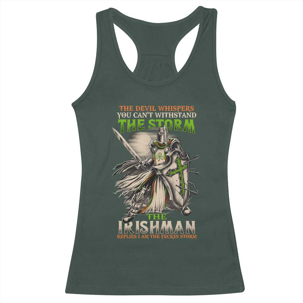 Irish Pride Racerback Tank Top Irish Warrior I Am The Feckin Storm TS09 Dark Forest Green Print Your Wear