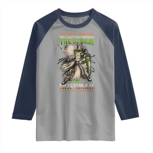 Irish Pride Raglan Shirt Irish Warrior I Am The Feckin Storm TS09 Sport Gray Navy Print Your Wear
