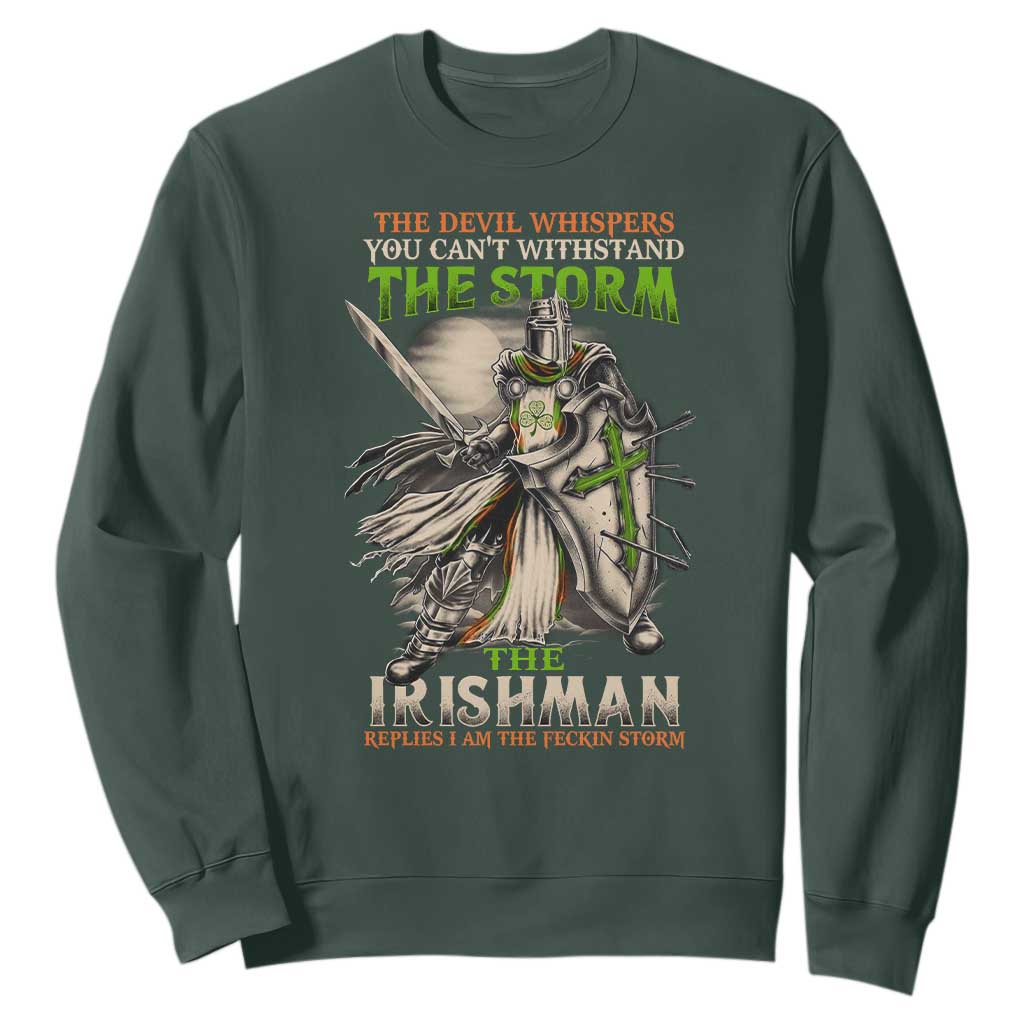 Irish Pride Sweatshirt Irish Warrior I Am The Feckin Storm TS09 Dark Forest Green Print Your Wear