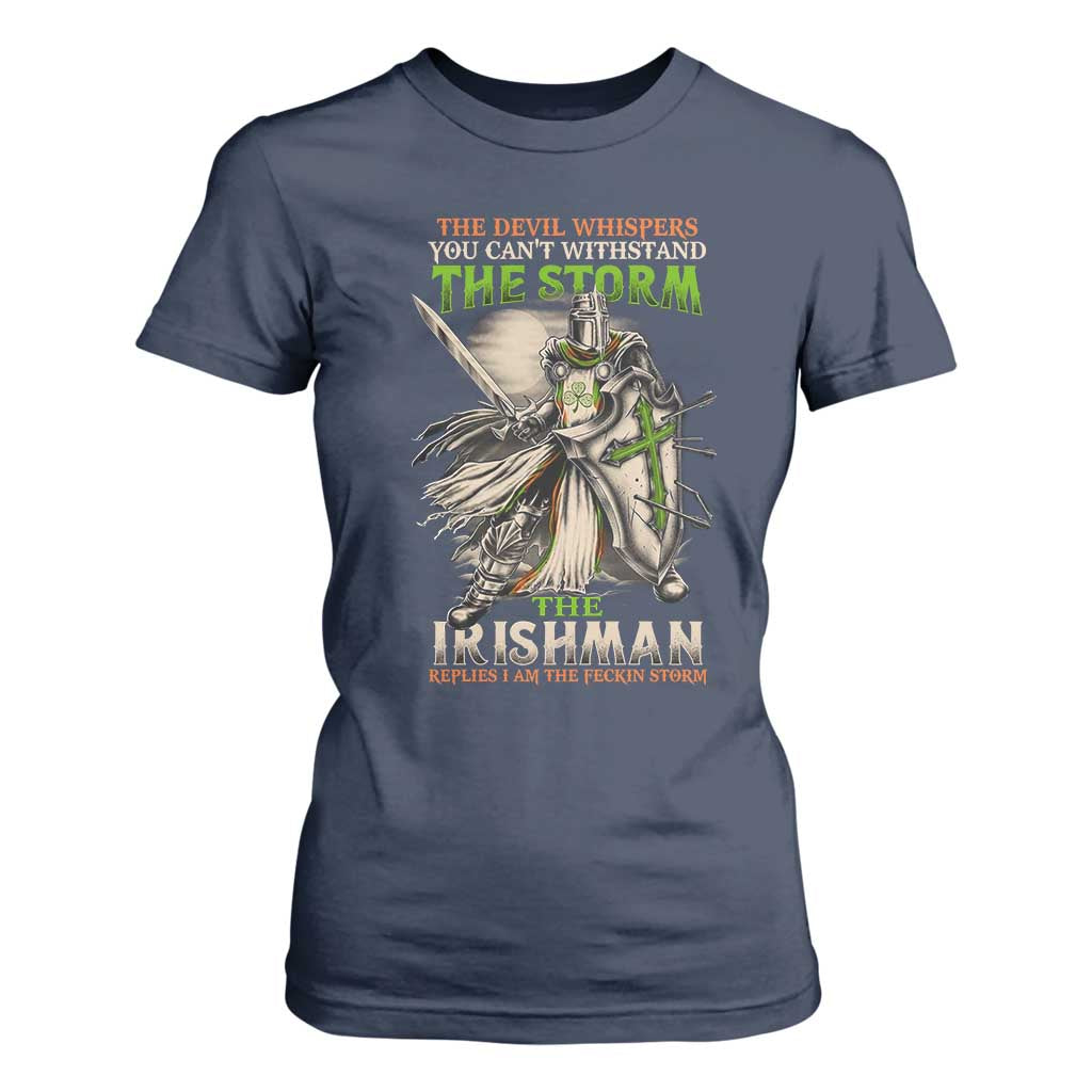 Irish Pride T Shirt For Women Irish Warrior I Am The Feckin Storm TS09 Navy Print Your Wear