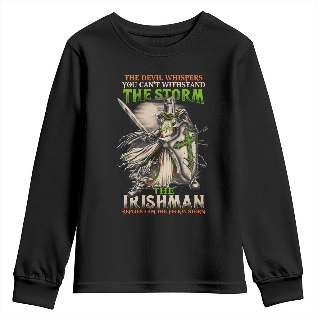 Irish Pride Youth Sweatshirt Irish Warrior I Am The Feckin Storm TS09 Black Print Your Wear