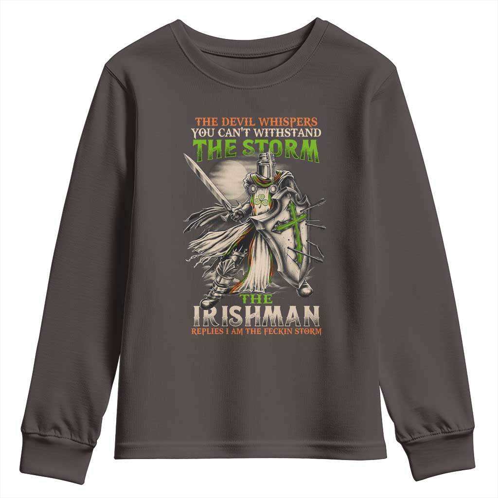 Irish Pride Youth Sweatshirt Irish Warrior I Am The Feckin Storm TS09 Dark Chocolate Print Your Wear