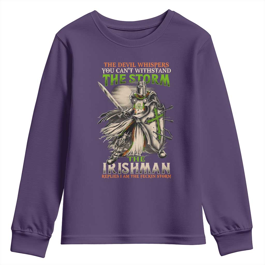 Irish Pride Youth Sweatshirt Irish Warrior I Am The Feckin Storm TS09 Purple Print Your Wear