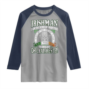 Funny Irishman Raglan Shirt When My Feet Hit The Floor Each Morning The Devil Says Oh Crap He's Up TS09 Sport Gray Navy Print Your Wear