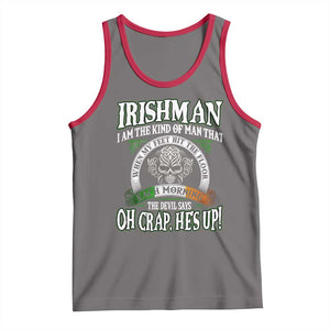 Funny Irishman Tank Top When My Feet Hit The Floor Each Morning The Devil Says Oh Crap He's Up TS09 Deep Heather Red Print Your Wear