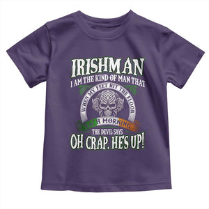 Funny Irishman Toddler T Shirt When My Feet Hit The Floor Each Morning The Devil Says Oh Crap He's Up TS09 Purple Print Your Wear