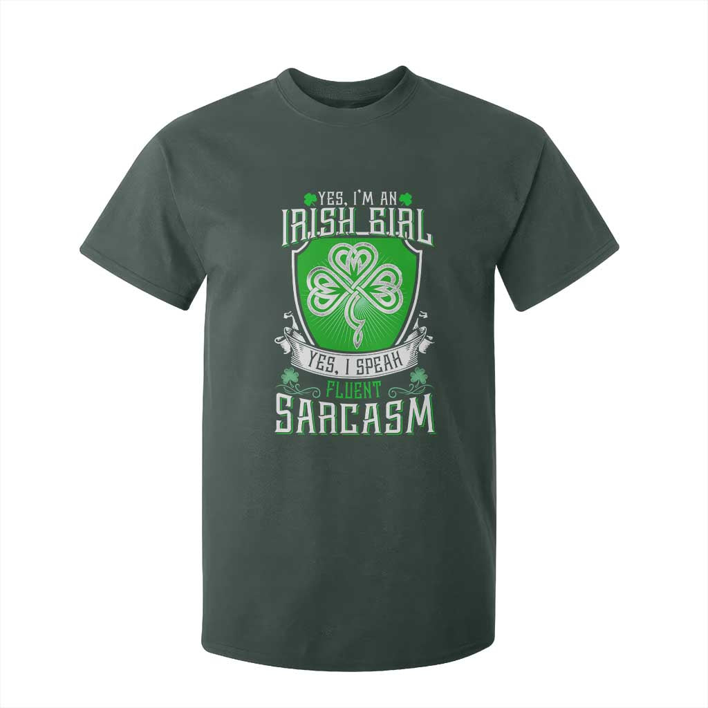 Funny Irish Girl T Shirt For Kid I Speak Fluent Sarcasm TS09 Dark Forest Green Print Your Wear