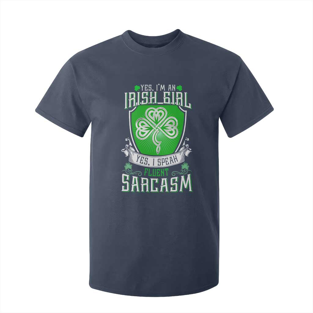 Funny Irish Girl T Shirt For Kid I Speak Fluent Sarcasm TS09 Navy Print Your Wear