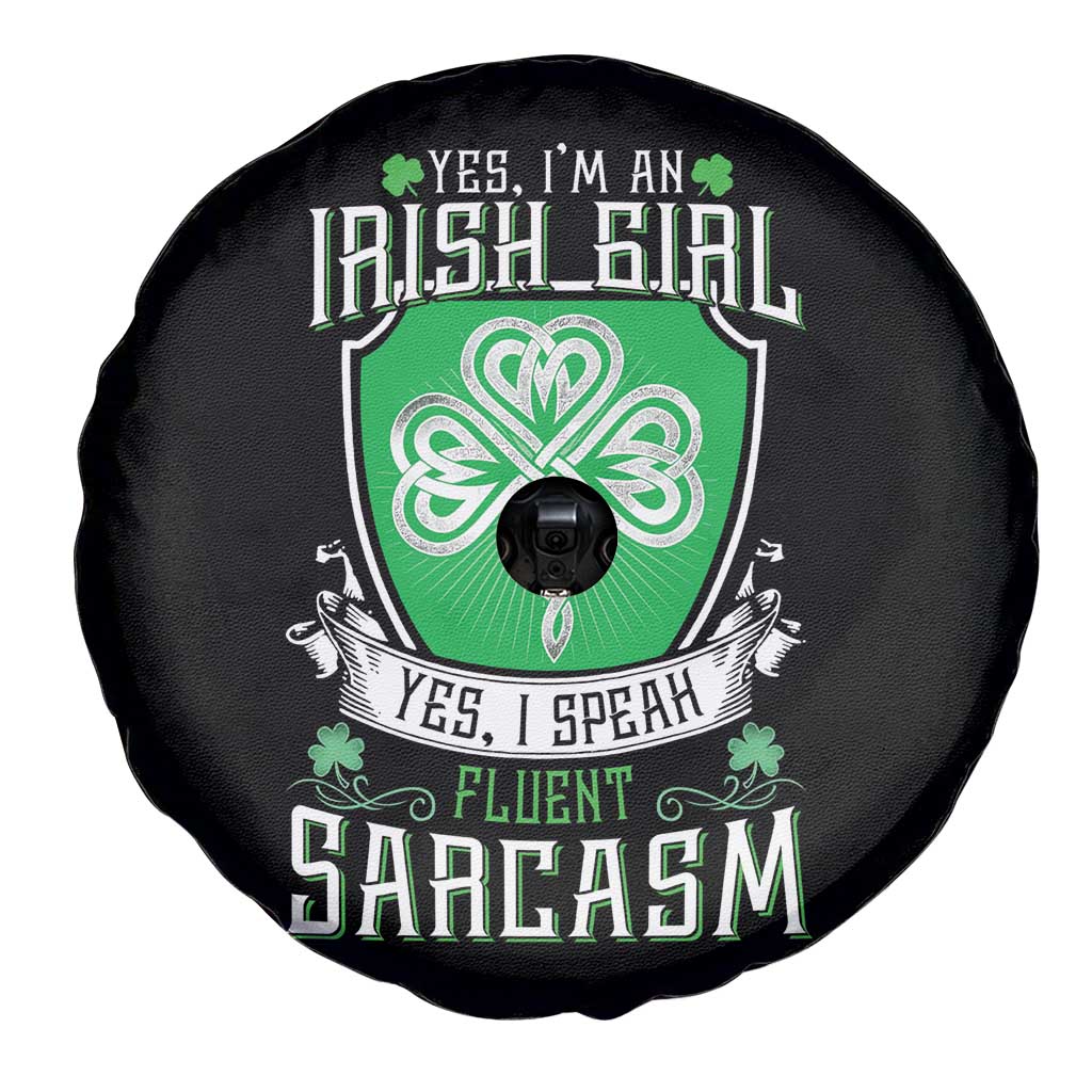 Funny Irish Girl Spare Tire Cover I Speak Fluent Sarcasm TS09 Print Your Wear