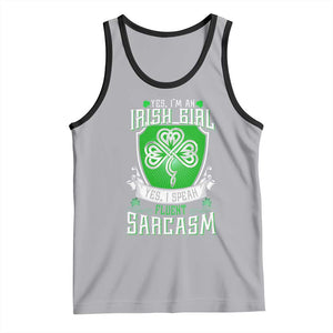 Funny Irish Girl Tank Top I Speak Fluent Sarcasm TS09 Athletic Heather Black Print Your Wear