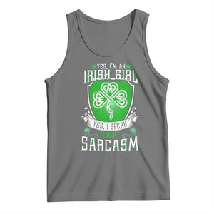 Funny Irish Girl Tank Top I Speak Fluent Sarcasm TS09 Black Heather Print Your Wear