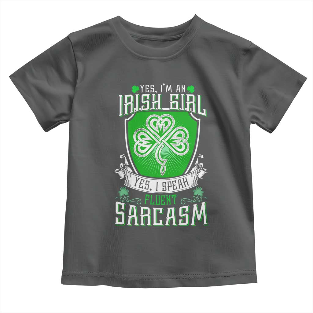 Funny Irish Girl Toddler T Shirt I Speak Fluent Sarcasm TS09 Dark Heather Print Your Wear