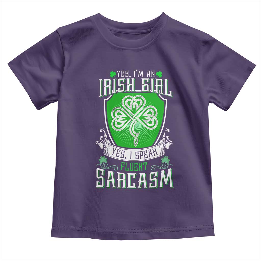 Funny Irish Girl Toddler T Shirt I Speak Fluent Sarcasm TS09 Purple Print Your Wear