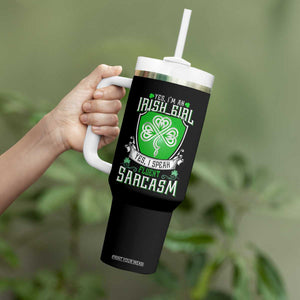 Funny Irish Girl Tumbler With Handle I Speak Fluent Sarcasm TS09 Print Your Wear
