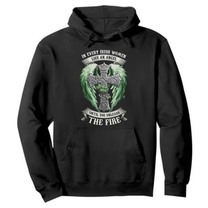 Irish Women Hoodie In Every Irish Woman Lies An Angel Until You Unleash The Fire TS09 Black Print Your Wear
