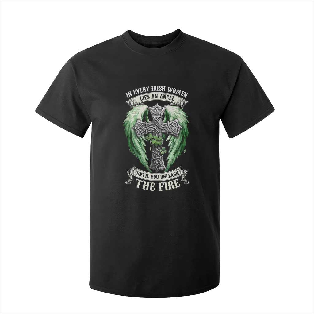 Irish Women T Shirt For Kid In Every Irish Woman Lies An Angel Until You Unleash The Fire TS09 Black Print Your Wear