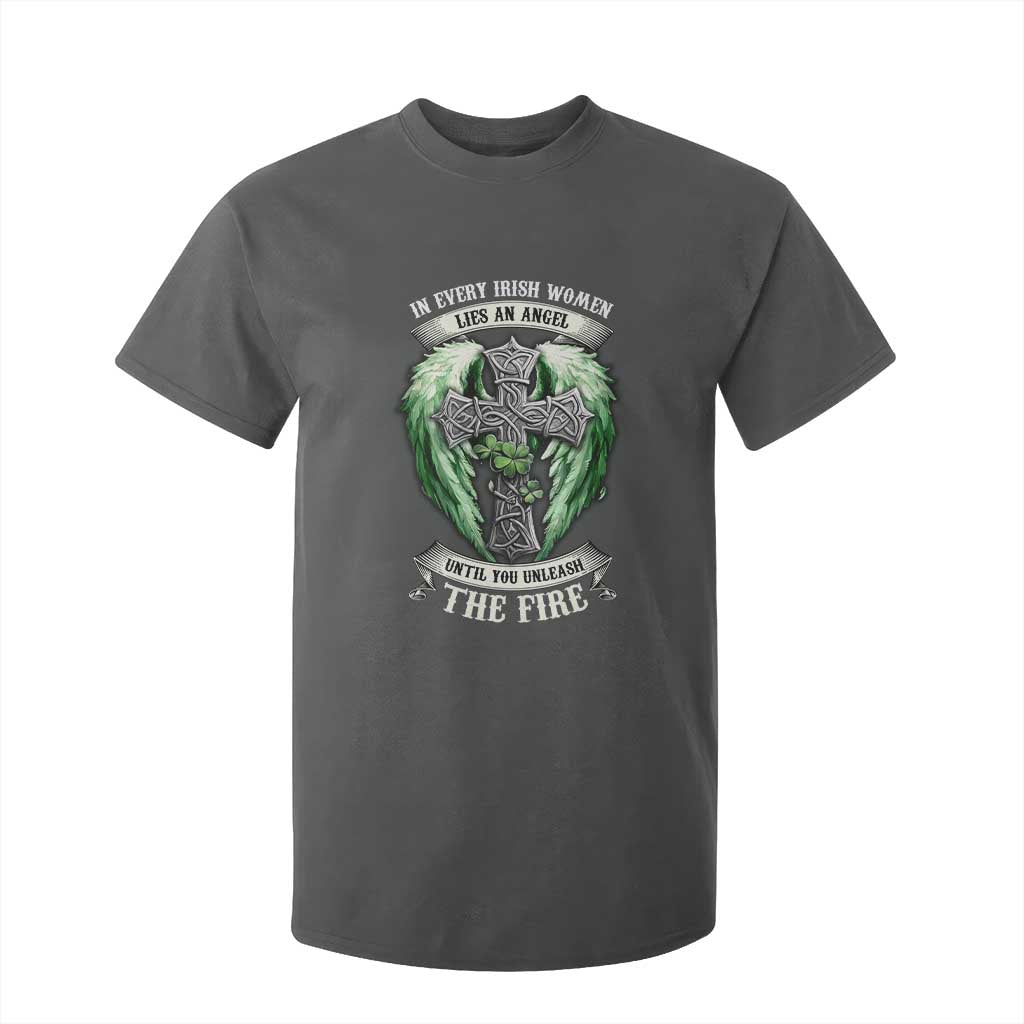 Irish Women T Shirt For Kid In Every Irish Woman Lies An Angel Until You Unleash The Fire TS09 Dark Heather Print Your Wear