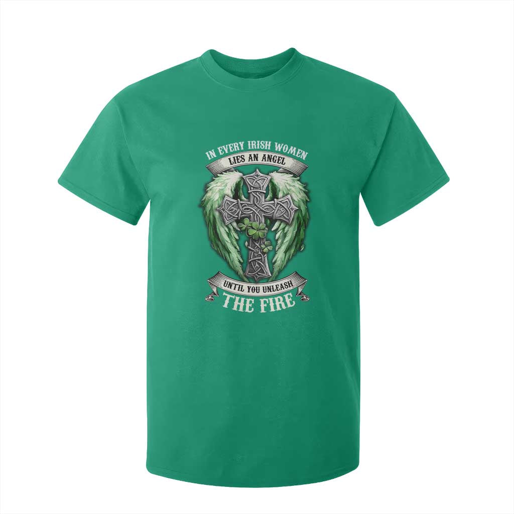Irish Women T Shirt For Kid In Every Irish Woman Lies An Angel Until You Unleash The Fire TS09 Irish Green Print Your Wear