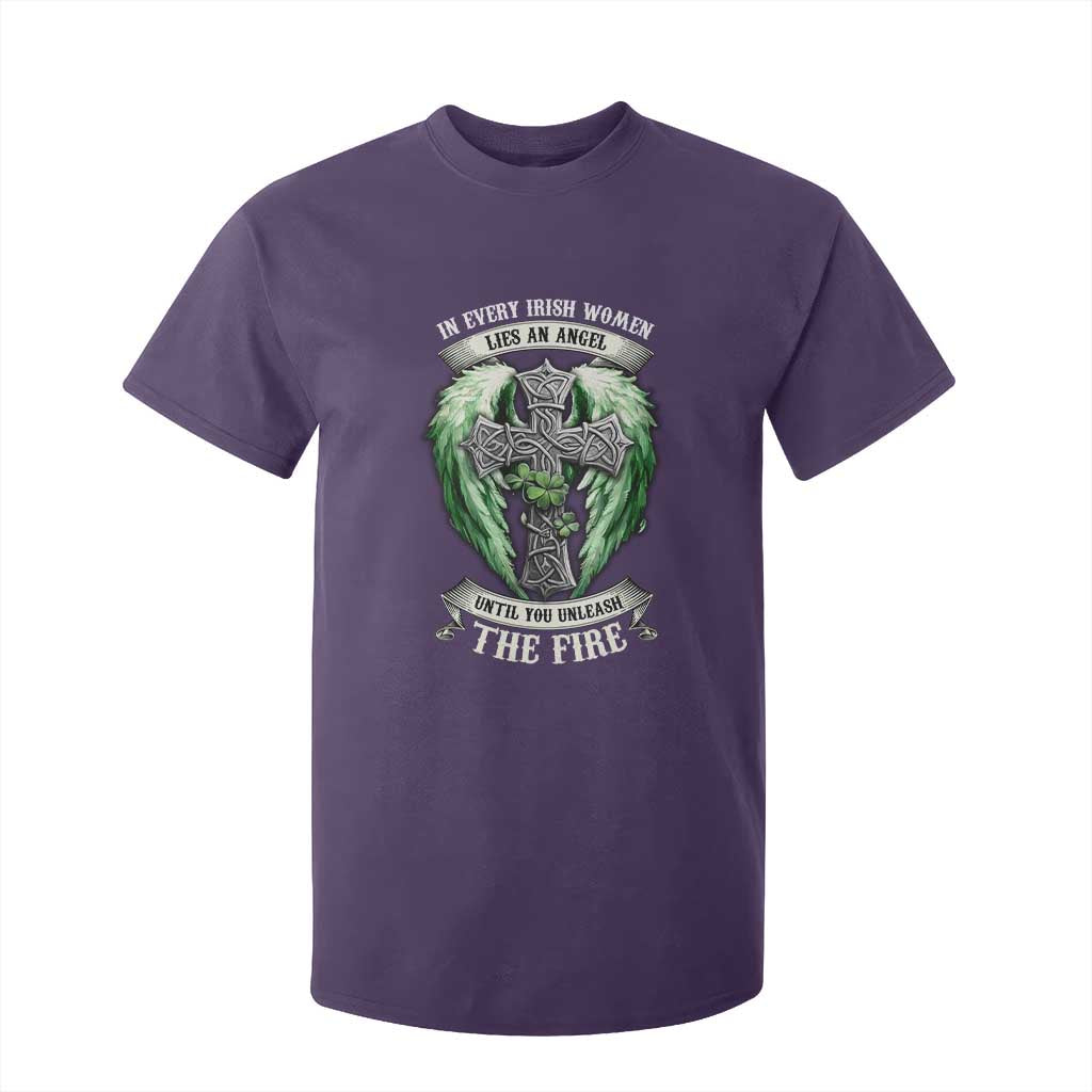 Irish Women T Shirt For Kid In Every Irish Woman Lies An Angel Until You Unleash The Fire TS09 Purple Print Your Wear