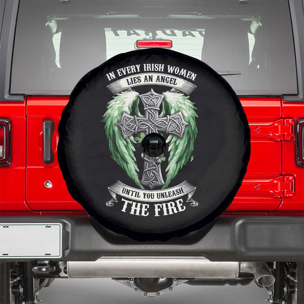 Irish Women Spare Tire Cover In Every Irish Woman Lies An Angel Until You Unleash The Fire TS09 Black Print Your Wear