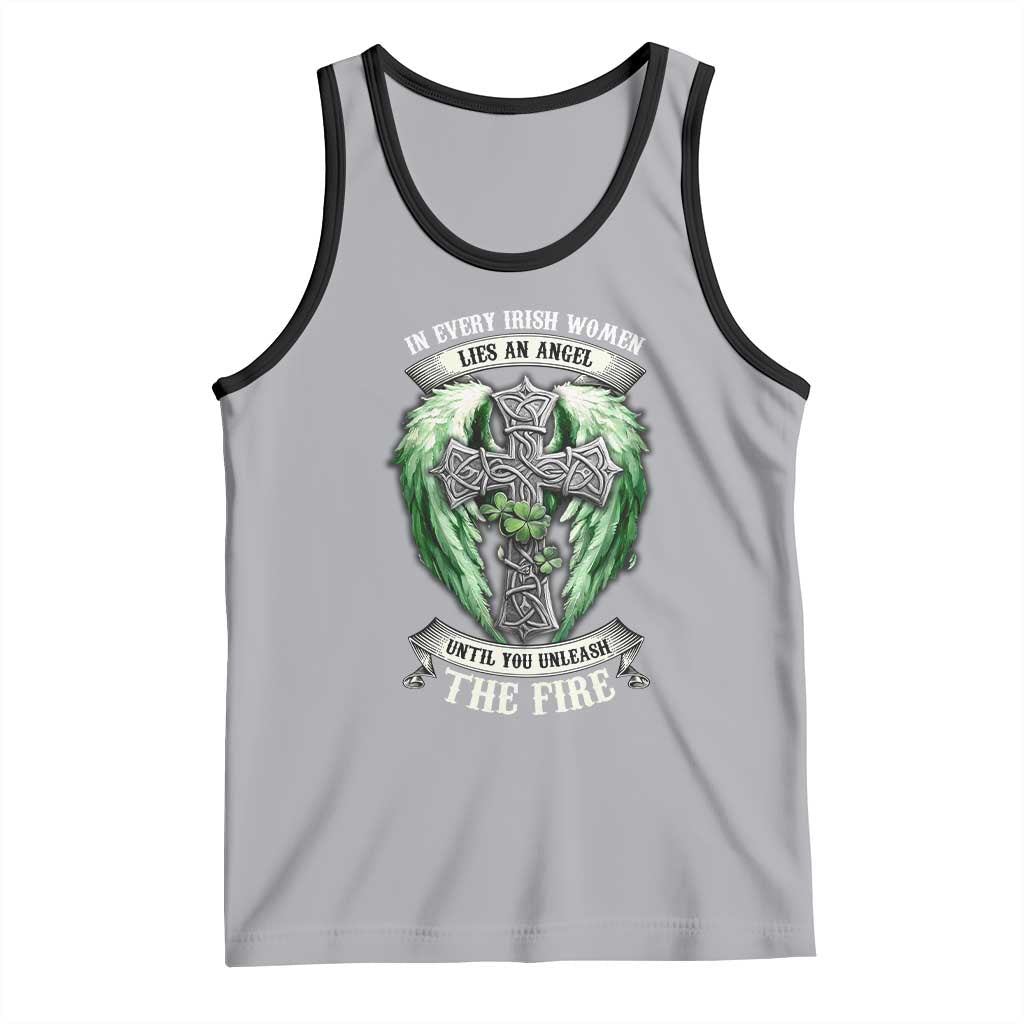 Irish Women Tank Top In Every Irish Woman Lies An Angel Until You Unleash The Fire TS09 Athletic Heather Black Print Your Wear
